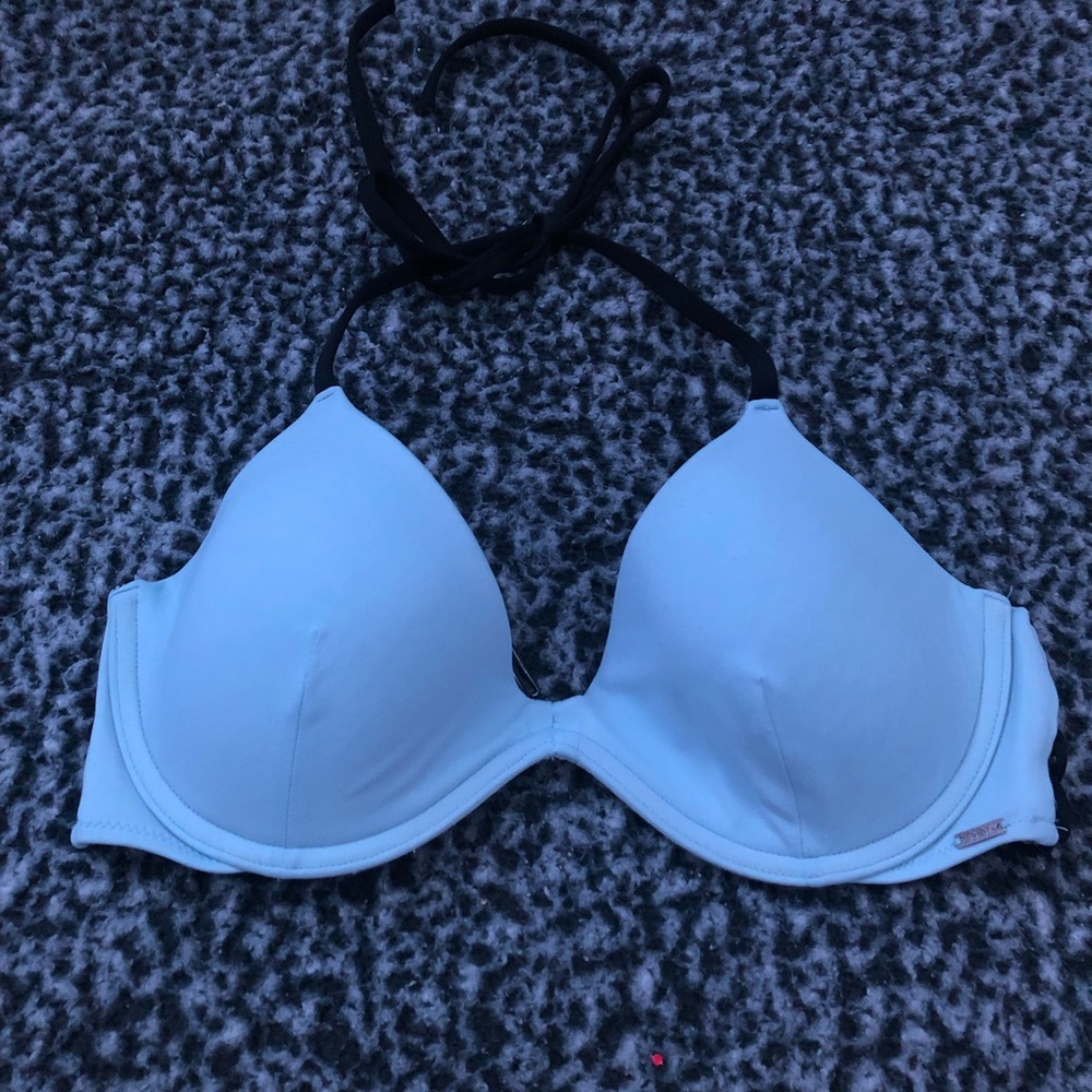 PINK baby blue and black bikini top